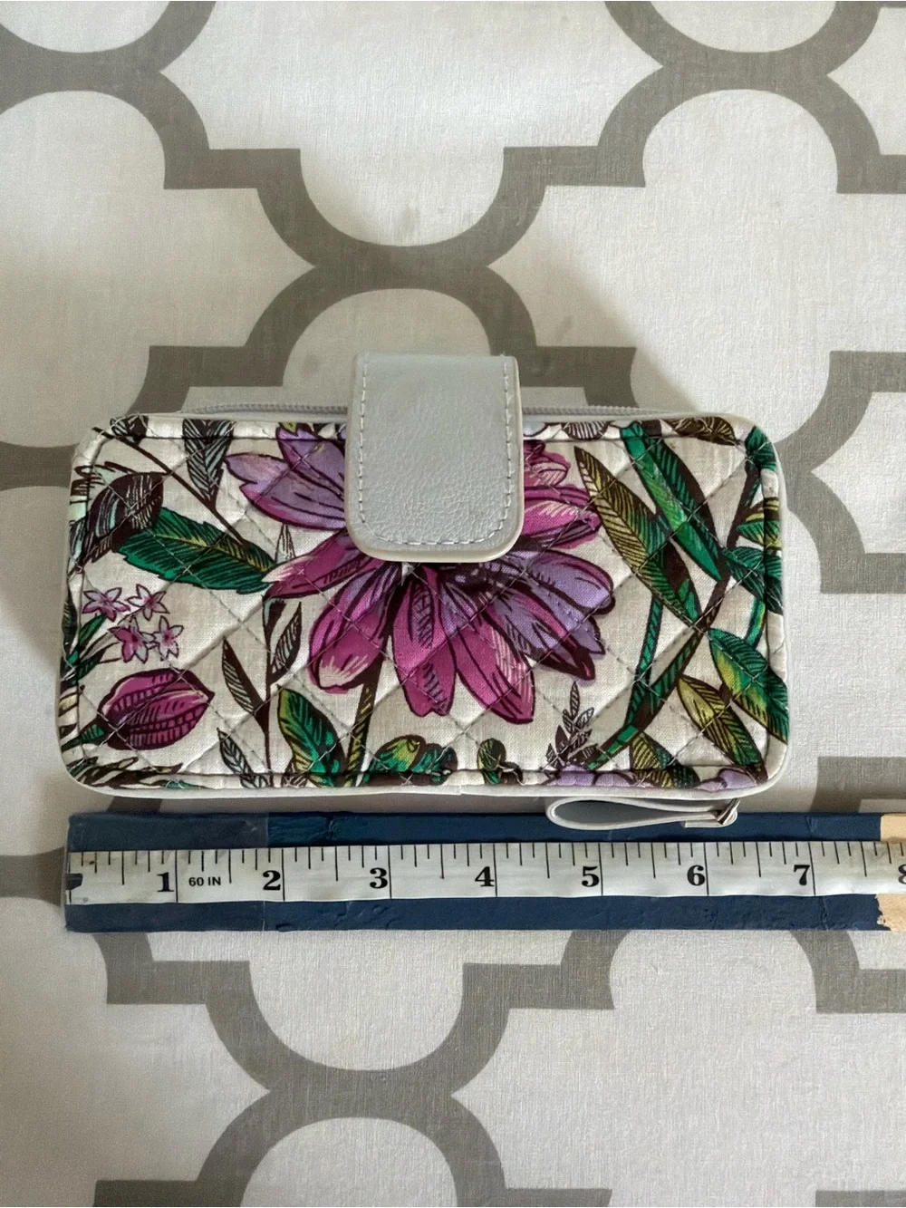Vera Bradley Floral Quilted Wallet in Purple, Green, White